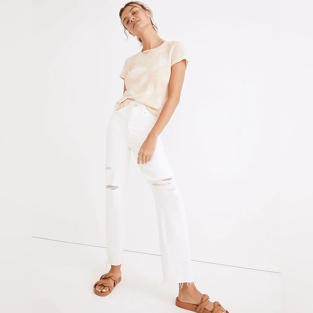 Madewell Perfect Vintage Straight Jean, Ripped Knees, 28, NWT